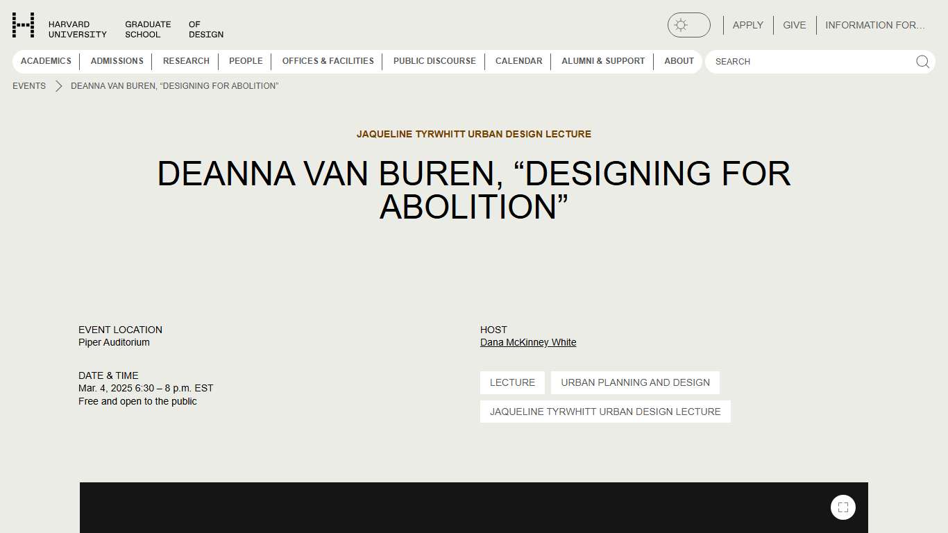 Deanna Van Buren, “Designing for Abolition” - Harvard Graduate School of Design
